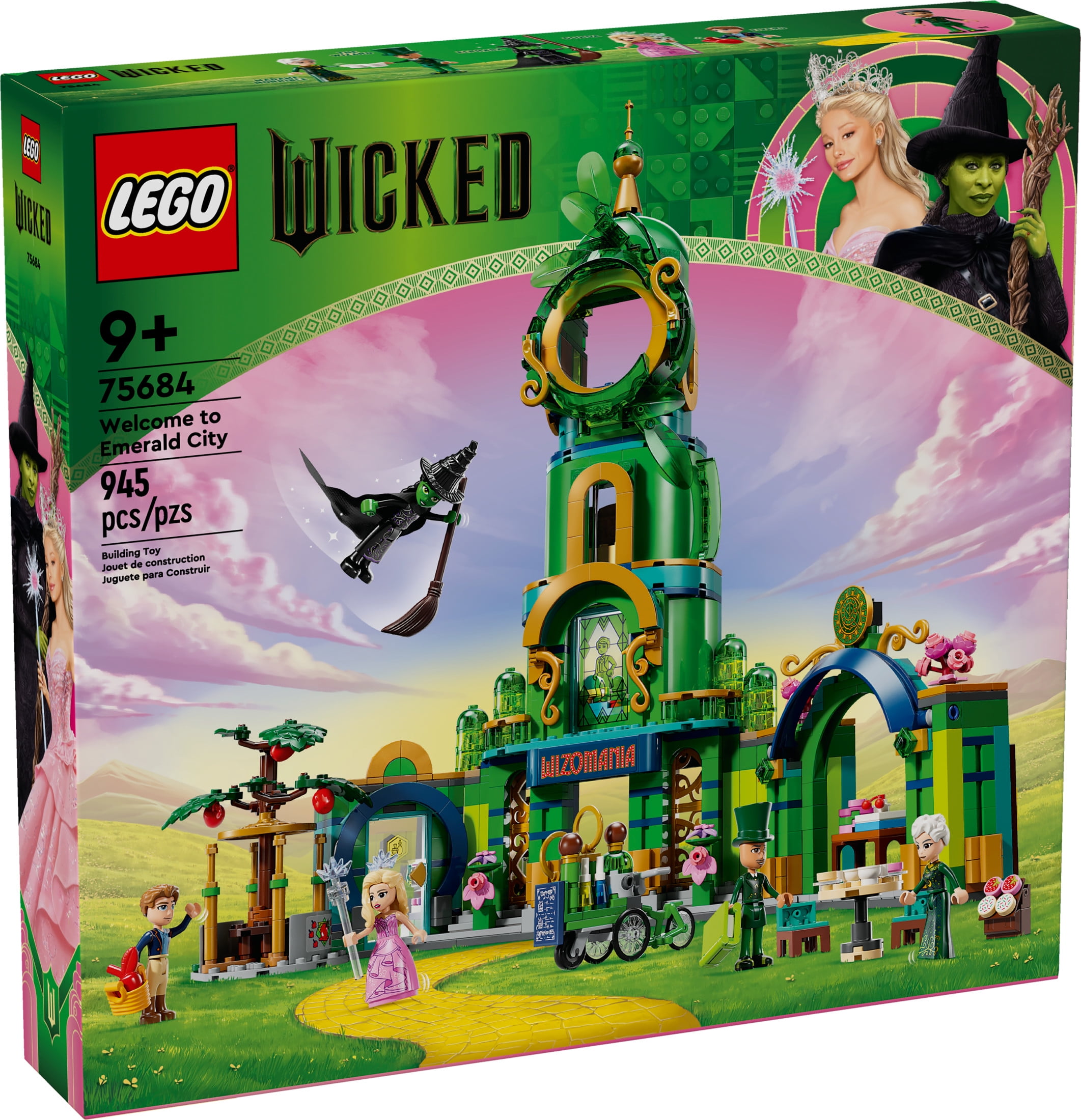 LEGO Wicked Welcome to Emerald City Building Toy - Wicked Toy For Kids, Ages 9+ - Gift for Girls and Boys with Tower Model, Glinda, & Elphaba Minidolls - 75684