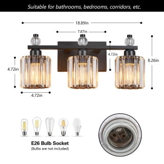 Crystal Vanity Light Fixtures Sand Black Over Mirror Crystal Bathroom Vanity Lighting Fixtures 3-Light Bathroom Vanity Lights