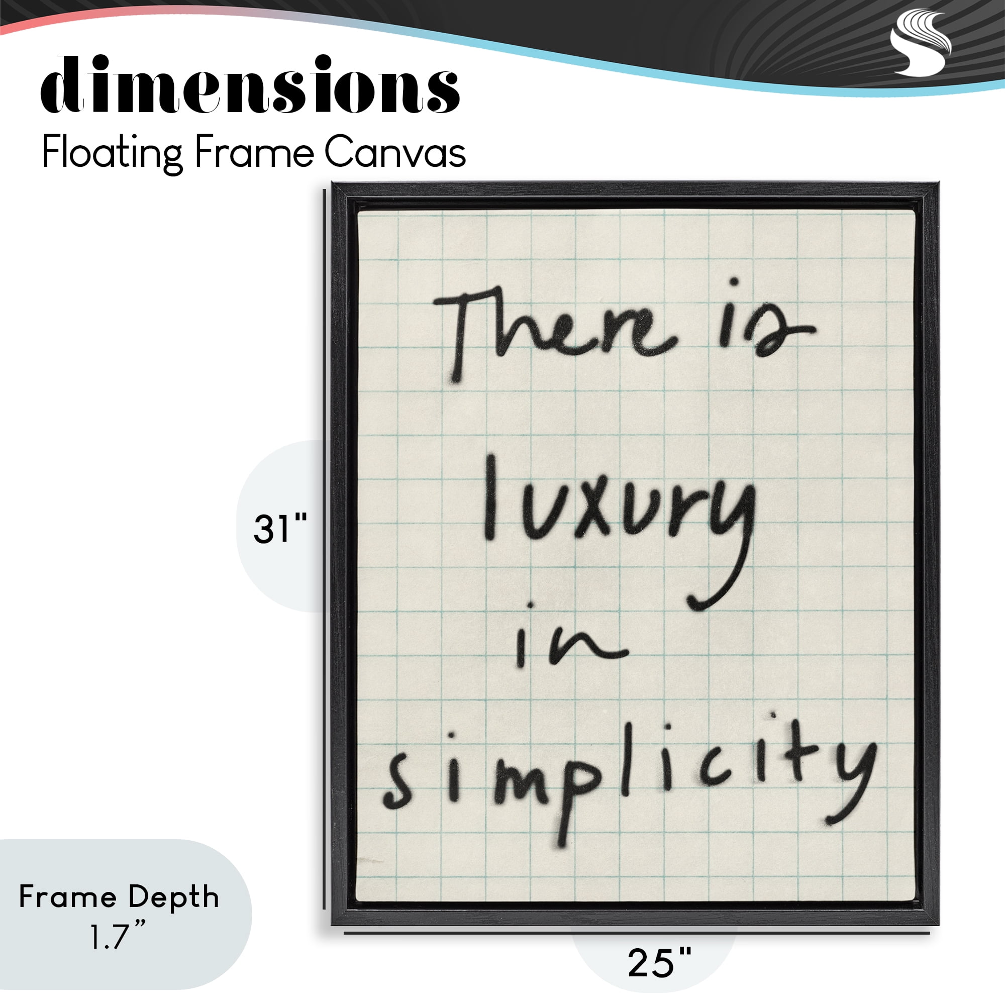 Stupell Industries Luxury In Simplicity Scrawl Black Framed Floater Canvas Wall Art, design by Victoria Barnes