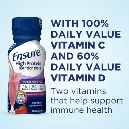 Ensure High Protein Nutrition Shake, Strawberry, 8 fl oz, 6 Count