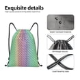 thumbnail image 4 of Daiia Rainbow Peacock Feathers Pattern Drawstring Backpack, Gym Bag, Lightweight Backpack, Water-Resistant Bag Travel Sports Backpack, Fitness Bag, Yoga Bag-Medium, 4 of 6