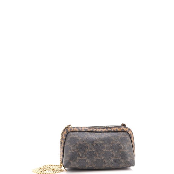 Pre-Owned Zip Around Chain Clutch Triomphe Coated Canvas By Rebag