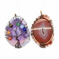 thumbnail image 4 of Nvzi Colgante de collar con 7 cuentas redondas de piedra, colgante enrollado en alambre de color cobre antiguo, decoración colgante retro (púrpura), 4 of 5