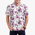 thumbnail image 2 of Balery Violets Flowers Printed Men’s Short Sleeve Polo Shirt, Midweight Men's Shirt,Golf Polo shirts -4X-Large, 2 of 8