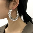 thumbnail image 3 of Wmkox8yii Earrings For Women,Exaggerated Creative Earrings Woman Personality Punk Big Circle Earrings Thick Chain Ear Studs, 3 of 7