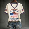 thumbnail image 2 of Women's 9/11 25th Anniversary V Neck Shirt Never Forget 911 American Flag Graphic Tee Short Sleeve Patriotic Memorial Tops, 2 of 6