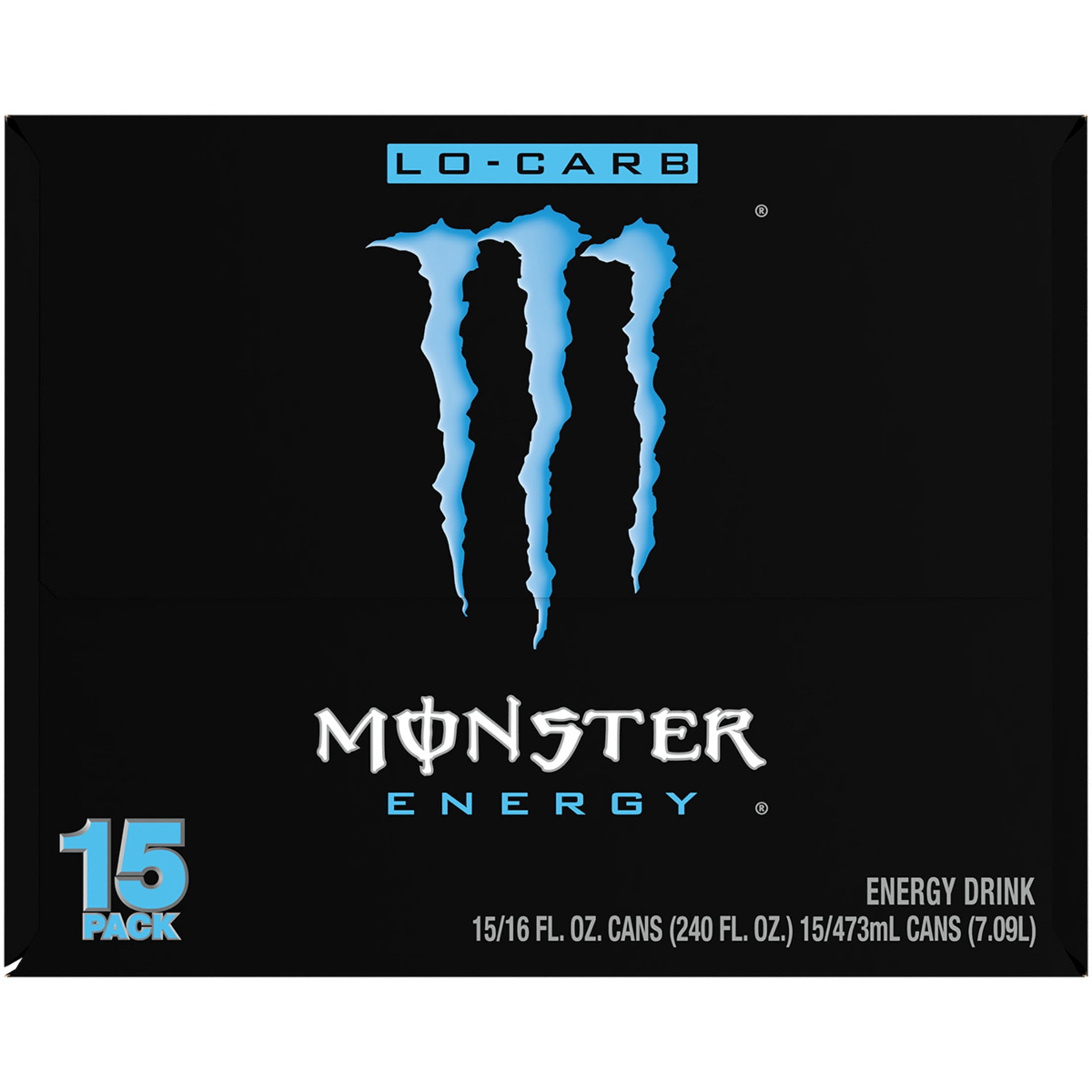 Monster Energy Lo-Carb Energy Drink, Zero Sugar, 15-Pack, 16 Oz Cans