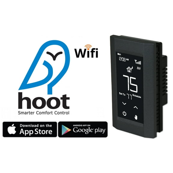 King Electric K901-B Hoot Wi-Fi Line Voltage Programmable Thermostat, 120/208/240V, Single Pole