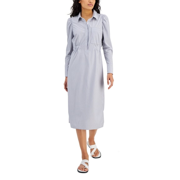 Alfani Striped Shirtdress Navy Stripe L
