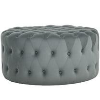 HOMCOM Tufted Ottoman Foot Stool with Velvet-feel Upholstery, Dark Gray