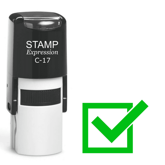 stampexpression - Square Check Mark Self Inking Rubber Stamp - Green Ink (A-62697)