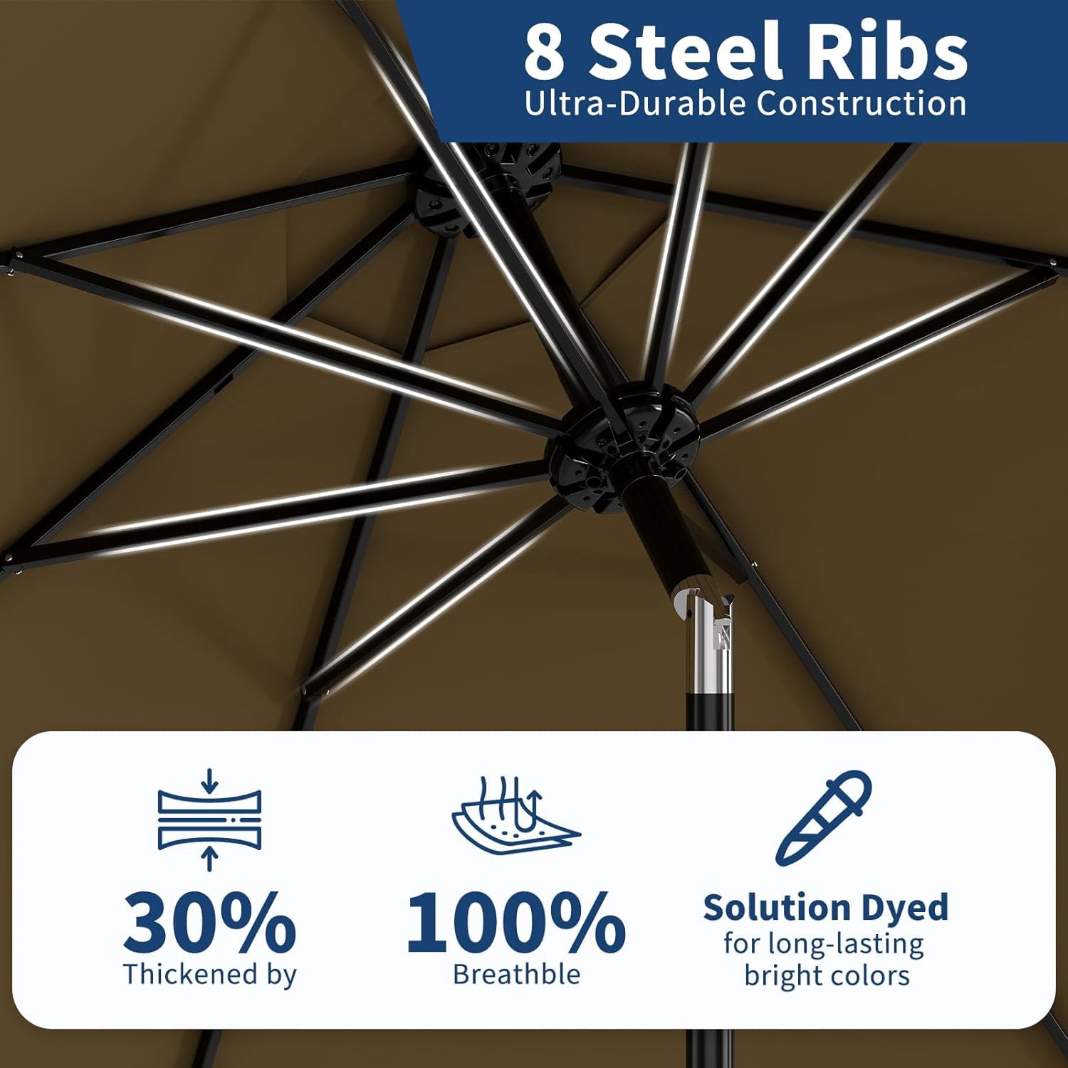 9FT Outdoor Patio Umbrella, Table Market Umbrella, 6 Sturdy Ribs UV Protection Waterproof for Garden, Deck, Backyard, Pool