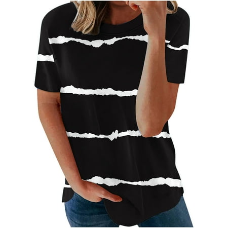 

Corset Tops for Women Floral Women s Fashion Comfortable Casual Round Neck Short Sleeve Print Top Blouse T Shirts for Women Black 3XL