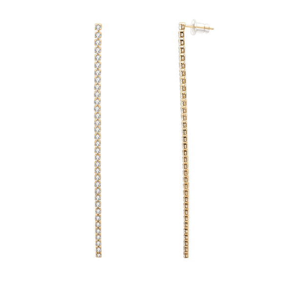 Yoursfs Cubic Zirconia Crystal Long Dangling Earrings For Women Sparkly linear Long Tassel Ear Studs Gold Plated Statement Wedding Party Prom Jewelry