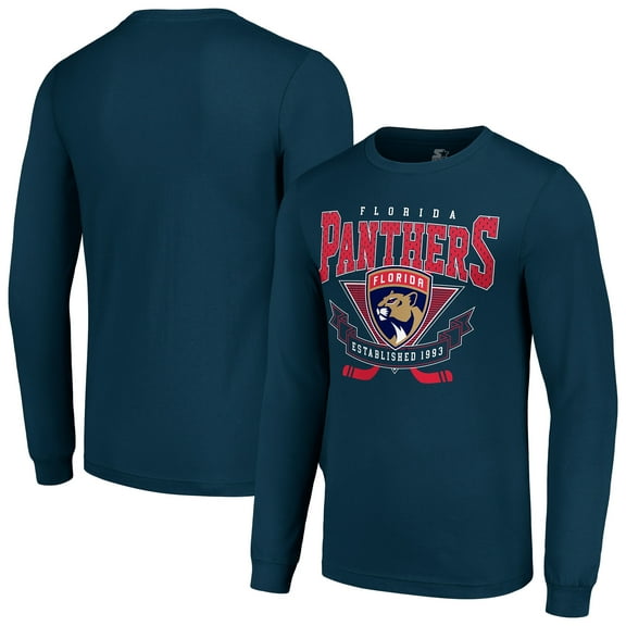 Men's Starter Navy Florida Panthers Team Logo Graphic Long Sleeve T-Shirt