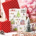 thumbnail image 2 of Christmas Wrapping Paper, Christmas City Skier Wrapping Paper, Watercolor Blush and Green Paris Apartments Pattern Holiday Gift Wrp for Winter Celebrations, Party (Mini Roll, 17Inch x 33Feet), 2 of 7