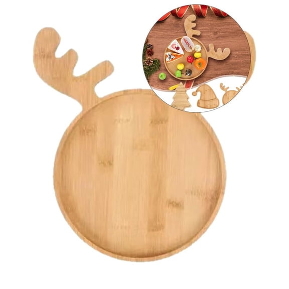 Yoloke Christmas Wood Serving Tray Wooden Platter Rustic Farmhouse Food Dish Plate Table Serving Platter for Christmas Charcuterie Cheese Food Fruit
