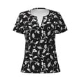 thumbnail image 3 of Naloa Black White Leaves Print T-Shirts Short Sleeve V Neck Tees for Women Fashion Tops Trendy Lightweight Soft Casual Summer Outfits Clothes, 3 of 5