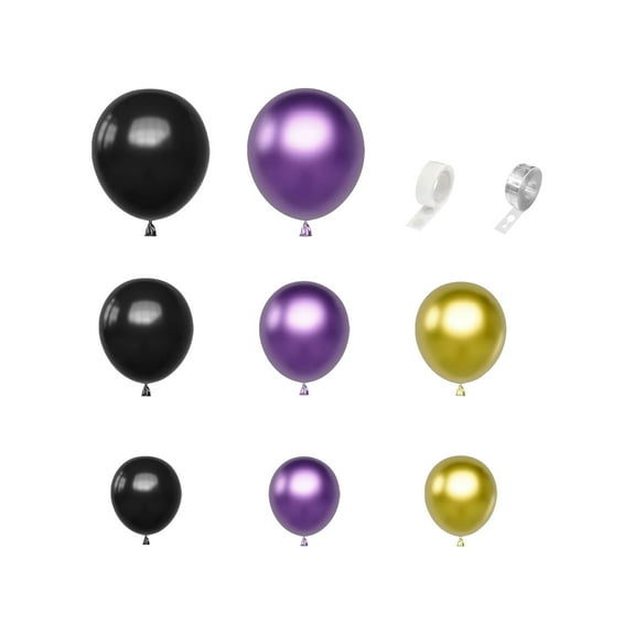 Metallic Balloon Set 143Pcs Latex Balloons in Black Purple And Gold With Ribbon For Party Decorations