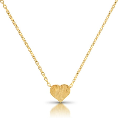 Tiny Heart Necklace - Delicate Dainty Pendant Chain Link Mini Charm, Gold-Tone