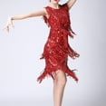 thumbnail image 4 of Oplxuo Women's Sequins Tassel Dance Costume 1920s Sexy Flapper Cocktail Party Dresses Rumba Ballroom Latin Salsa Outfits, 4 of 7