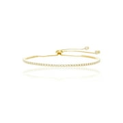 Lesa Michele Cubic Zirconia Tennis Bracelet with Expandable Slider Box Chain in Gold over Sterling Silver
