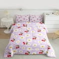 thumbnail image 2 of Manfei Kawaii Daisy Floral Queen Comforter Set,Cute Cartoon Cherry Bedding Sets,Red Cherry Bedding Comforter Set For Girl,Breathable Home Decor Reversible,3-Piece, 2 of 8