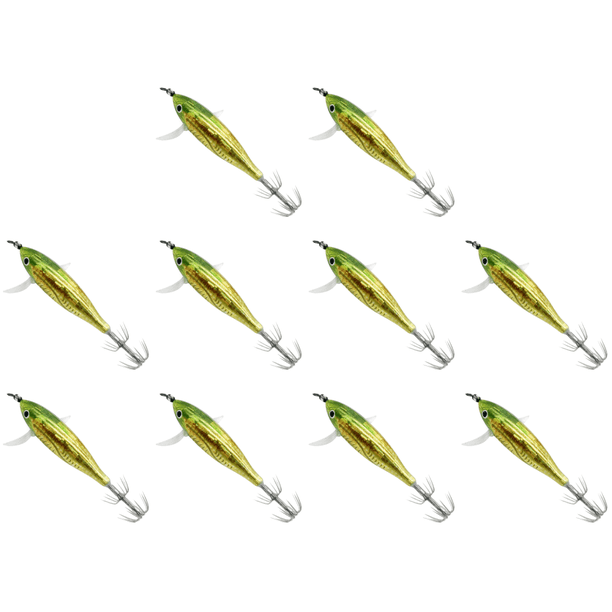 10uds. Anzuelo Jigging para calamar y camarón, herramienta de pesca nocturna con cebo Artificial brillante de 5,5g (estilo A)