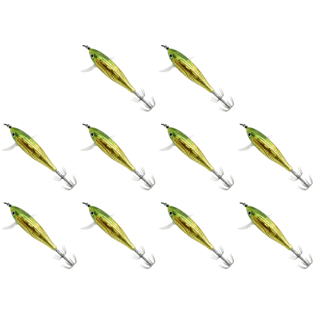 10uds. Anzuelo Jigging para calamar y camarón, herramienta de pesca nocturna con cebo Artificial brillante de 5,5g (estilo A)