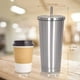 thumbnail image 2 of Taza de viaje de 750 ml, taza de acero inoxidable de doble pared, botella de agua con aislamiento al vacío, taza de café con agua aislada, taza de doble pared con pajita, cepillo y tapa, 2 of 5