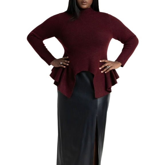 ELOQUII Women's Plus Size Peplum Sweater