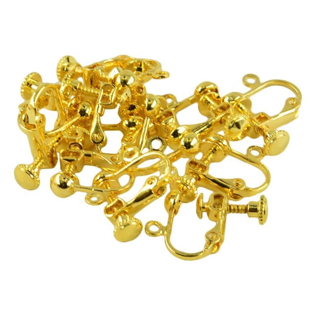 yuksok 12 Pièces en Laiton Non Piercing Réglable Vis Boucle d'Oreille Clips Crochets Bijoux Métiers d'Or