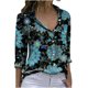 thumbnail image 1 of Camisa de manga larga estampada con cuello vuelto informal con botones para mujer a la moda Fridja  czfsfas4158, 1 of 8