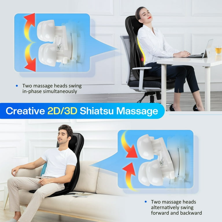 COMFIER Shiatsu Neck Back Massager with Heat, 2D ro 3D Kneading Massage  Chair Pad, Adjustable Compression Seat Massager for Full Body Relaxation,  Gifts for Women Men,Dark Gray, Welcome to consult 