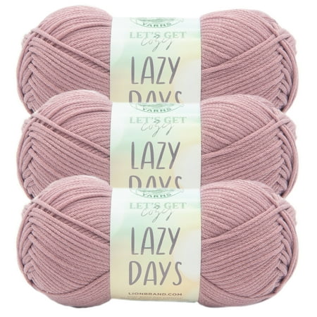 UPC: 0842093137092 | Lion Brand Yarn Lazy Days Woodrose Tube Style Medium Polyester Purple Yarn 3-Pack