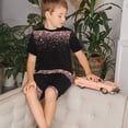 thumbnail image 4 of Balery Rose Gold Glitter1 Conjunto de Pijama Infantil de Manga Corta con Estampado – Ropa de Dormir de Algodón Suave-4X-Large, 4 of 6