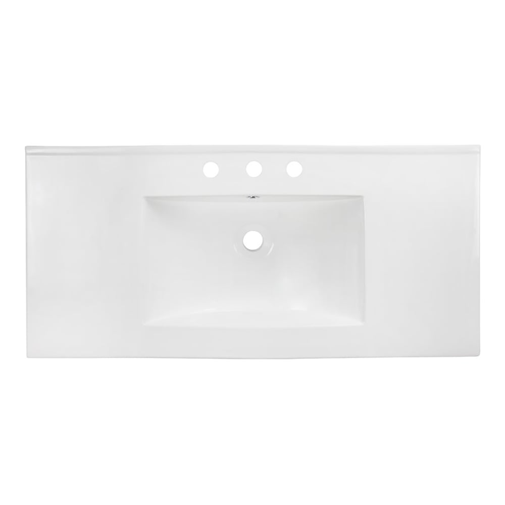 Saint Birch White Ceramic 1 Hole Single Bathroom Vanity Top With Sink ...