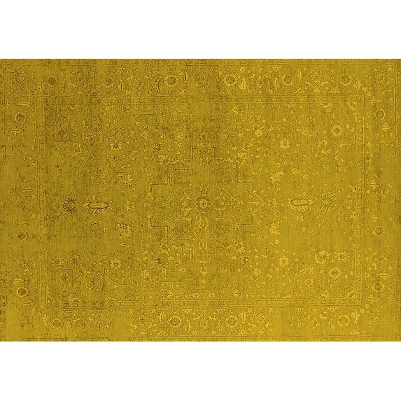 Ahgly Company Machine Washable Indoor Rectangle Oriental Yellow Industrial Area Rugs, 6' x 9'