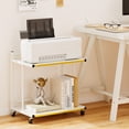 thumbnail image 2 of Gymax 2PCS Mobile Side Table w/Open Shelves Golden Trimmed Edges Lockable Wheels, 2 of 10