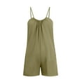 thumbnail image 5 of QATAINLAV Women's Summer Romper 2025 Trendy Backless Sling Sleeveless Jumpsuit Casual Pleated Neck Short Overalls with Pockets Vacation Outfits Army Green XL, 5 of 8