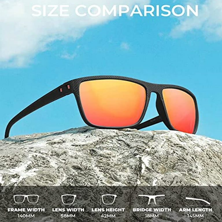 Autrucker Polarized Sunglasses with UV Protection, Lightweight Square Glasses for Driving Fishing Golf Outdoor Sports, Red, adult Unisex, Size: One