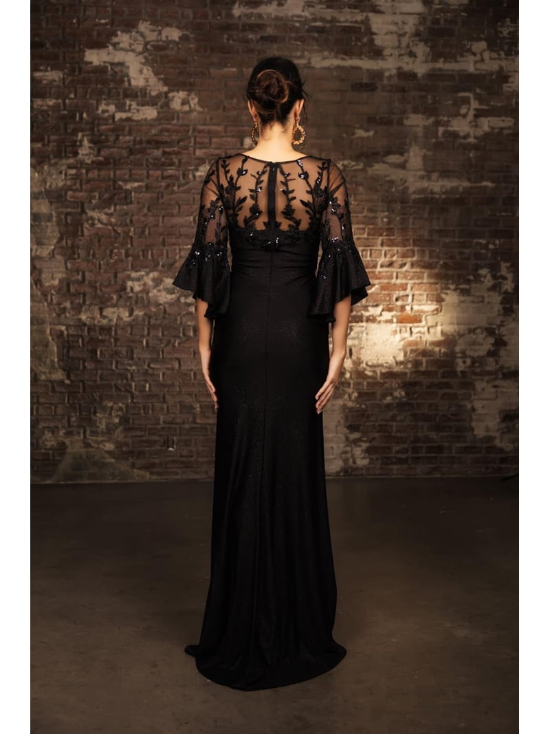 Women's May Queen Mother Of Groom Dress V-Neck Sheath Formal Gown MQ2163 Black 2XL