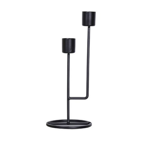 

Gift Wedding Ornament Home Decoration Romantic Dinner Vintage Metal Pillar Craft Candelabra Double Candle Holder Long Pillar Candlestick Double Slot BLACK