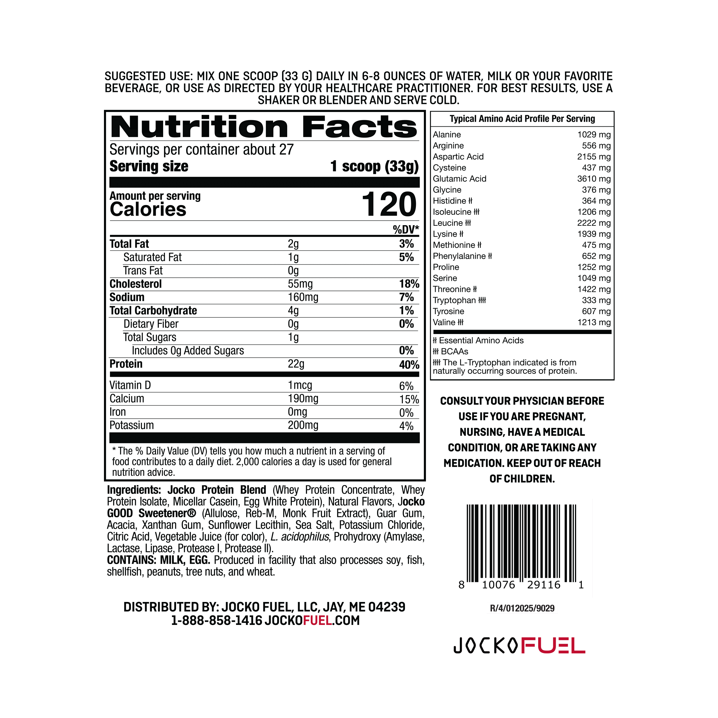 Jocko Mölk Whey Protein Powder 22g, 2lb bag, Strawberry Milkshake