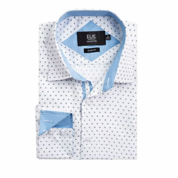 Elie Balleh Boy's White Slim Fit Micro Ditsy Print Button-Down Shirt