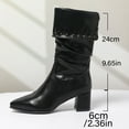 thumbnail image 5 of Viluyesy Womens Slouchy Dress Boots, Pointed Toe Chunky Heels Comfortable Pull On Mid Calf Flodover Boots Black US5.5, 5 of 9