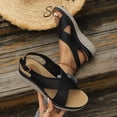 thumbnail image 5 of Orthopedic Sandals for Women Hollow out Crooss Strap Low Wedge Walking Shoes Comfy Arch Support Casual Summer Footwear Black Size 6, 5 of 7