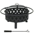 thumbnail image 3 of Sunnydaze Crossweave 30" Round Wood-Burning Black Finish Steel Outdoor Fire Pit with Screen, 3 of 19