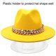 thumbnail image 2 of Fedoras-sombrero fedora con cadena dorada para hombre y mujer, gorro de ala ancha, color sólido, jazz, Otoño e Invierno, 2 of 4