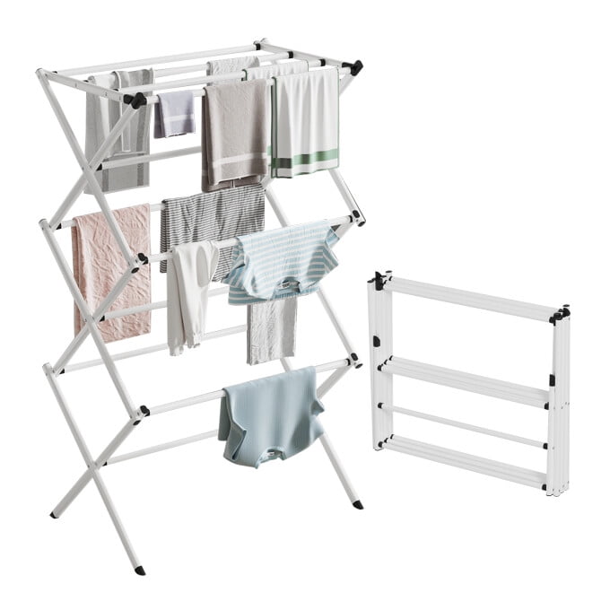 Mainstays Space Saving Collapsible Bamboo Laundry Drying Rack Walmart